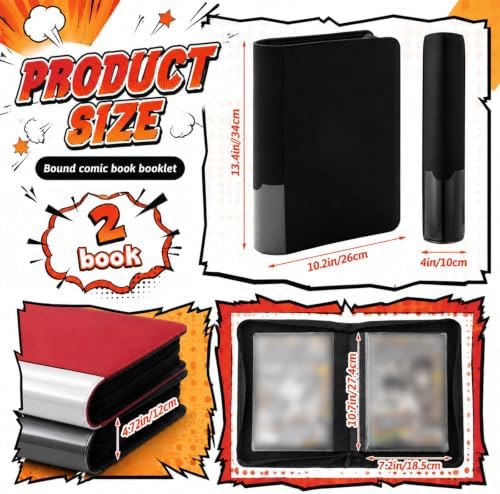 Zhehao 2 Pack Comic Book Binder, 40 Sleeve, Holds Up to 80 Comics Black Red - Image 2