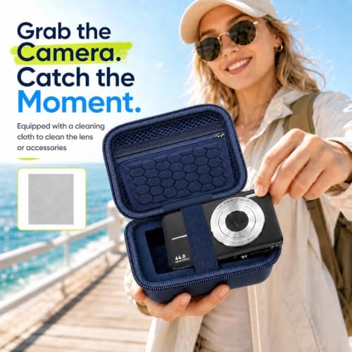 Comecase Camera Case for Kodak PIXPRO FZ55/FZ45, 2 SD Card Slots, Dark Blue - Image 5