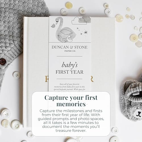 Duncan & Stone Baby Book First Year Memory Keepsake, Linen, Lilac - Image 3