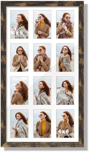 DUENPY 14x26 Collage Frame For 12 4x6 Photos Brown by DUENPY