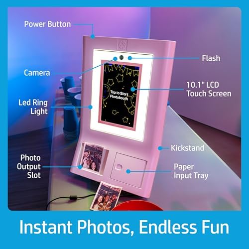 HP Sprocket Photo Booth Machine Instant Color Photo Printer (Pink) Gift Bundle + Zink Paper (110 Sheets) + Padded Carrying Case + Premium Screen Protector (2) + Decorative Sticker Frames (15) - Image 4