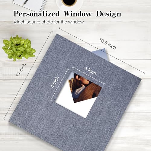 potricher Self Adhesive Photo Album 80 Pages, Linen cover, Gray - Image 2