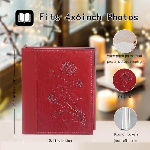 Artmag Small Photo Album 4x6 2 Pack, Each Pack with 50 Clear Pages Holds 50 Vertical Photos for 4x6 Picturs, Artwork or Postcards Storage (Red) - Image 2