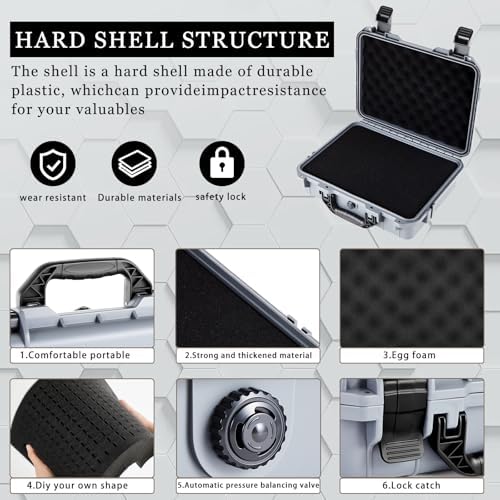 Relaxweex 11.3 x 8.7 x 4.2 Inch Hard Case, Grid Shell, Gray - Image 3