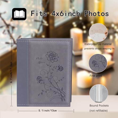 Artmag Small Photo Album 4x6 2 Pack, Each Pack with 26 Clear Pages Holds 52 Vertical Photos for 4x6 Picturs, Artwork or Postcards Storage (Grey) - Image 2