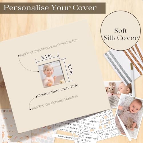 Vienrose Linen Scrapbook Photo Album Kit, Large 3 Ring Binder Scrapbook with 30 Plastic Sleeves, 15x13 Inch DIY Memory Book for Wedding, Baby Shower, Family & Kids Keepsake Gift, Beige - Image 4