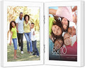 Americanflat Hinged 8x10 Picture Frame with Shatter-Resistant Glass - Double Picture Frames with Engineered Wood - Signature Collection - Photo Frame for Tabletop Display - White by Americanflat