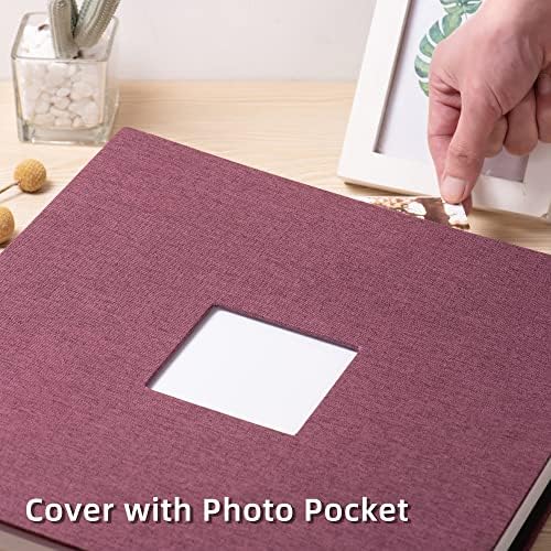 HoneyTolly Large Photo Album Self Adhesive, DIY Scrapbook Album for 600 Photos, 13"x12.6" 120 Pages Linen Cover Memory Book(Purple) - Image 2