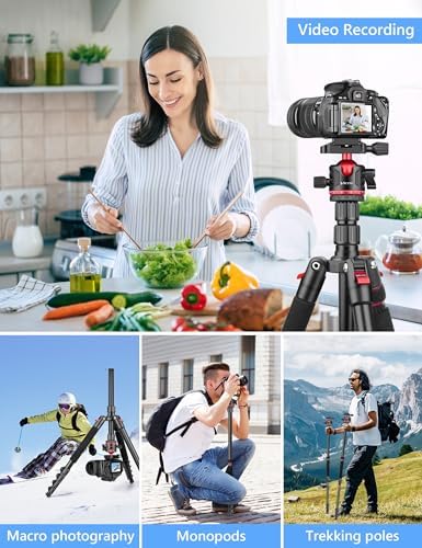 78" Porfessional Tripod for Camera & Phone, Victiv Aluminum Tripod Monopod - Image 5