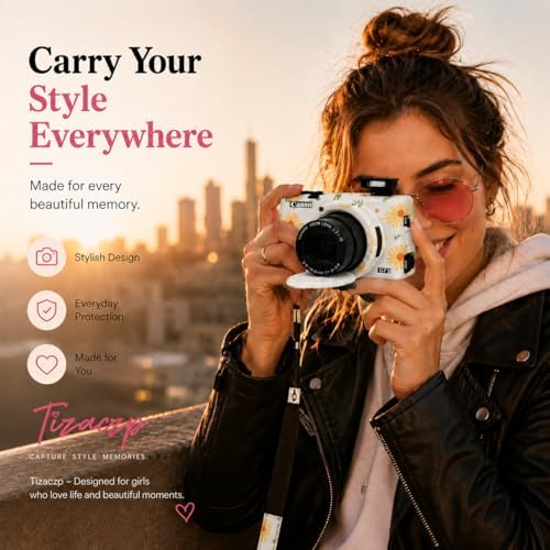 Camera Case for Canon G7X Mark III,Soft Silicone Protective Cover with Removable Lens Cap,Shockproof Anti-Scratch Compatible with Canon PowerShot G7X3 for Women (Beige Floral) - Image 6