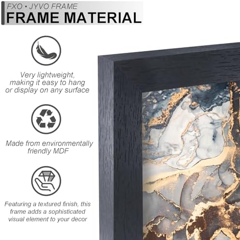 Fxojyvo 18x22 Picture Frame Set of 3 Black Engineered Wood Wall Hanging - Image 2