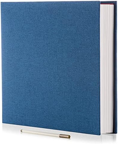 Large Photo Album Self Adhesive 4x6 5x7 6x8 8x10 Pictures Scrapbook Magnetic Album DIY Scrap Book 60 Sticky Pages Linen Cover DIY Photo Album with A Metallic Pen and DIY Accessories(Blue), 11"x10.8"60 Pages by HoneyTolly
