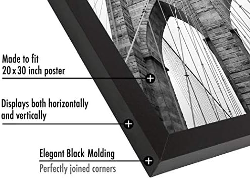 Americanflat 20x30 Poster Frame - Black Engineered Wood with Polished Plexiglass - Wide Picture Frame for Vertical or Horizontal Wall Display - Epic Collection - Black - Image 3