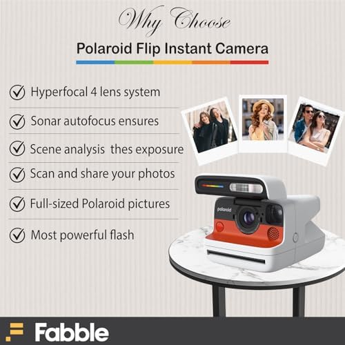 Polaroid Flip Instant Camera White Bundle with Color i-Type Film (8 Photos), Hard Protective Case, 6ft USB Type-C Cable, and Grey Microfiber Cleaning Cloth - Image 4