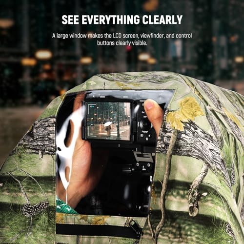 NEEWER PB019 Camera Rain Cover XL Large Waterproof Raincoat Protective Cover for Canon Sony Nikon Fujifilm DSLR Camera & Lenses up to 800 mm Double-Sided Camouflage Green Nylon - Image 5