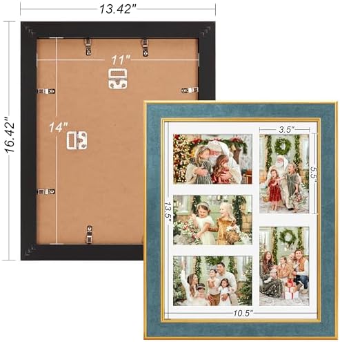 Suede 11x14 Picture Frame Display 5 Opening Picture Frames Collage 4x6 Wall Decor with Mat,Multi Photo Frame for Plexiglass,Wall Decor,1Pack,Blue - Image 4
