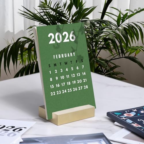 UNIQOOO 3.5" Gold Birch Wood Stand for Monthly Desk Calendar, Wooden Block Base, Cardstock Holder, For Office Home Retail Reception Decor, Photo Display, 2 Pack - Image 6