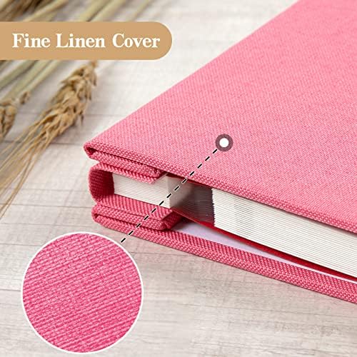 potricher Self Adhesive Photo Album 40 Pages, Linen cover, Pink - Image 5