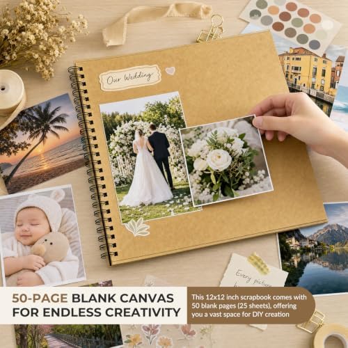 12x12 Scrapbook Album, 50 Pages Hardcover DIY Photo Memory Book - Image 7