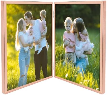Golden State Art 8x10 Hinged Metal Picture Frame, Rose Gold, Tabletop by GoldenStateArt