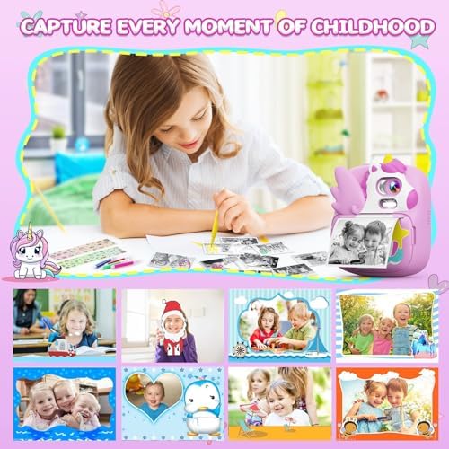 Kids Instant Print Camera, 1080P HD Video & 2.4" Screen Toy Camera | Includes 32GB Card & Print Paper, Inkless Print, 16X Zoom, Christmas Birthday Dinosaur Gifts for Boys Girls Age 3-12 - Image 4