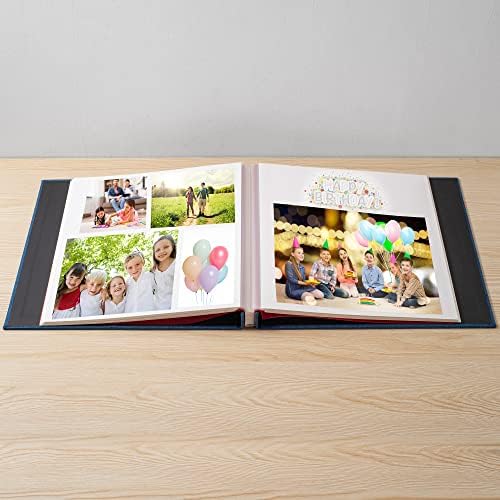 Large Photo Album Self Adhesive for 4x6 5x7 8x10 Pictures Magnetic Scrapbook Album 20 Sheets / 40 Pages Linen Cover DIY Photo Album with A Metallic Pen and and Plastic Board(Blue) - Image 2