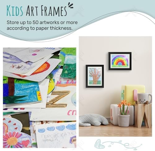 2 Pack 9x12 Front-Opening Kids Artwork Frames Changeable (Black) - Image 6