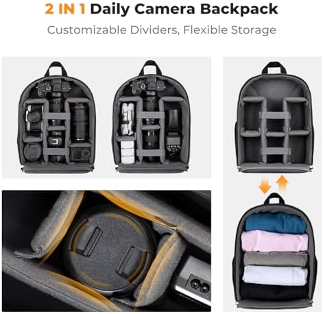 K&F CONCEPT Camera Backpack, Lightweight Camera Bag with Tripod Holder - Image 4