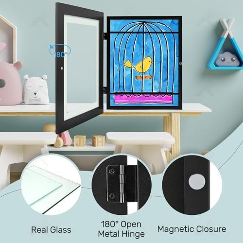 4 Pack 9x12 Front-Opening Kids Artwork Frames Changeable (Black) - Image 5