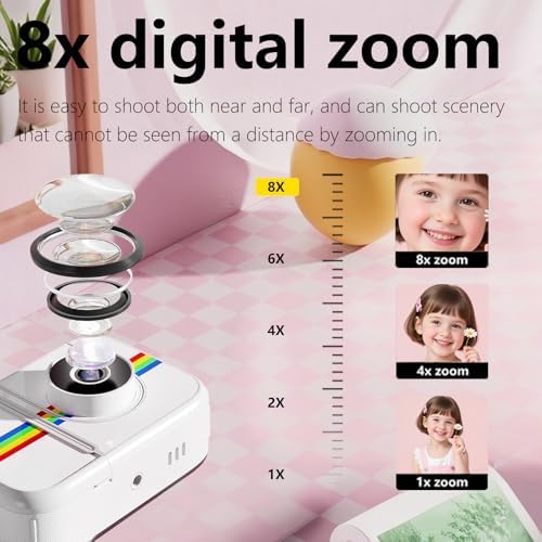 Kids Camera Instant Print,Kids Digital Camera with 3 Color Print Paper,32GB & Mini Tripod,48MP & 1080P Video Christmas Birthday Gifts for Girls and Boys Age 3-12 (White) - Image 6