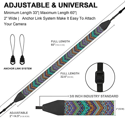 Camera Strap, Jacquard Weave 2" Shoulder Neck Straps for All DSLR Cameras Men Women Photographers - Image 3