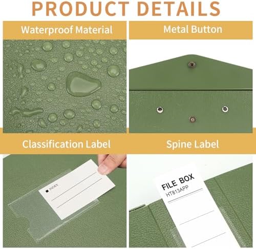 HUA JIE 2 Pack A4 Storage File Boxes Archives Case,65mm Spine-Green - Image 4