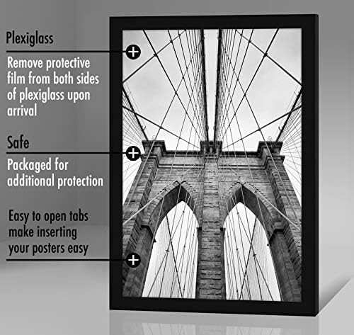 Americanflat 20x30 Poster Frame - Black Engineered Wood with Polished Plexiglass - Wide Picture Frame for Vertical or Horizontal Wall Display - Epic Collection - Black - Image 6