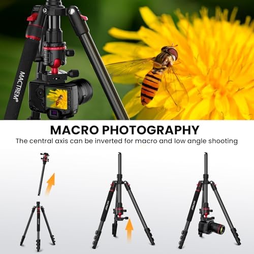 MACTREM Heavy Duty Aluminum Camera Tripod 67" Travel Monopod 360° Ball Head - Image 6