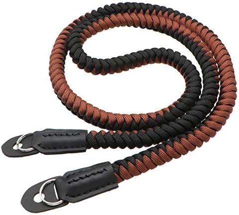Paracord Woven Camera Neck Shoulder Strap Belt Hand Compatible with Canon Nikon Sony Olympus Pentax Fujifilm Panasonic SLR DSLR Digital Mirrorless Cameras 42 inch Black Brown - Image 2