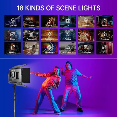 GVM 1500D RGB LED Video Light with Softbox, 75W Video Lighting Kit with Bluetooth Control, 3 Packs Led Panel Light for Photography, YouTube Studio, Broadcasting, 18 Kinds Lighting Scene - Image 3
