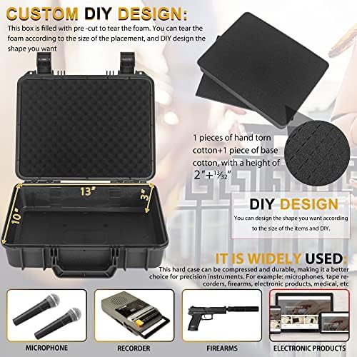 Protective Hard Case Shockproof Water-resistant with Customized DIY Foam Insert fit for Camera, etc, 14 X 11.5 X 3.7-Inch - Image 3