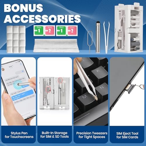 Upgraded 47PCS Phone Cleaning Kit, AirPod & iPhone Cleaner, Electronics Cleaning Tools for Charging Port/USB-C/Speaker, Laptop Cleaner for Keyboard Screen, Tech Gifts for Men, Cool Gadgets - Image 6