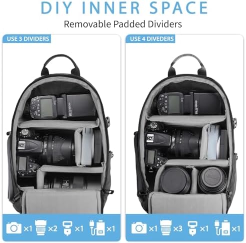 TAAOKA Camera Sling Bag for Photographer– Waterproof Crossbody Camera Bag with Fast Access Pockets, Thick Shockproof Photography Backpack with Tripod Holder, DSLR camera bag for Nikon/Sony/Canon - Image 4