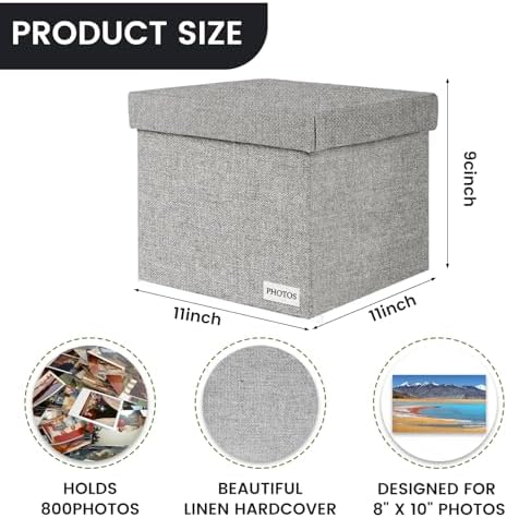Photo Storage Box 8x10, Decorative Photo Storage Containers With Lid - Image 3