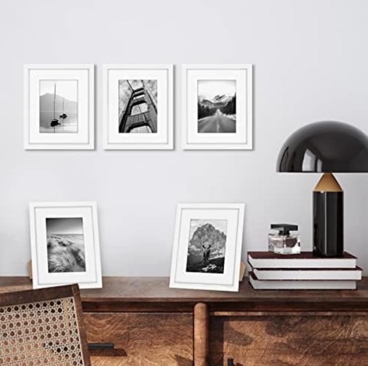 Americanflat 8x10 Picture Frame 5-Pack - Matted to 5x7 - White - Image 5