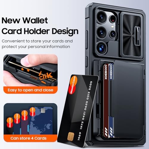 GooseBox for Samsung Galaxy S25 Ultra Case Wallet with RFID [Cards Holder][Camera Cover][Edge Raised] Full Body Shockproof Silicone Protective Phone Case for Galaxy S25 Ultra 6.9" 2025 (Black) - Image 2