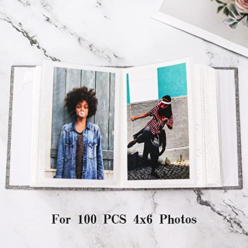 Vienrose 4x6 Photo Album,100 Pockets,Linen Cover with Window,Blue - Image 2