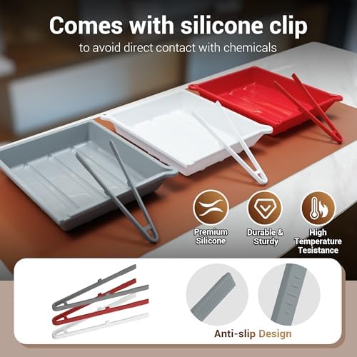 JJC 10x12” Darkroom Developing Tray for Photo Paper Prints, Film Processing Tray with Silicone Tong, Ribbed Base & Thermometer Corner, Durable PP Plastic (Gray) - Image 6