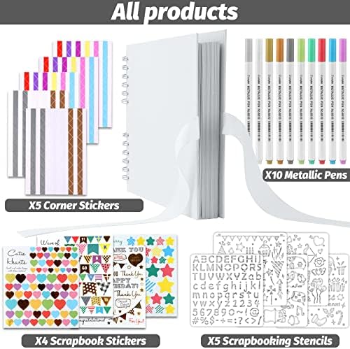 Gotideal 80 Pages Scrapbook Album with 10 Metallic Markers, White - Image 2