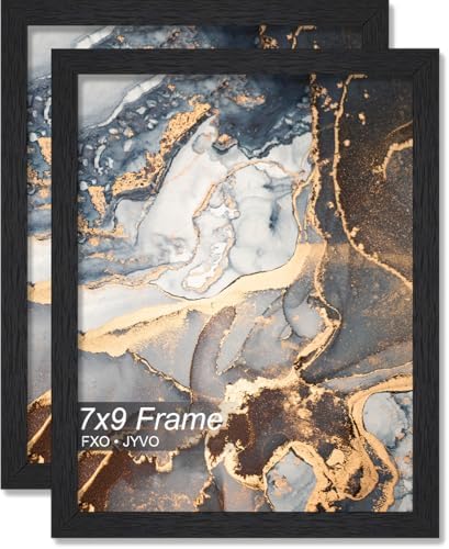 7x9 Picture Frame Set of 2 Black Engineered Wood Tabletop/Wall Hanging by Fxojyvo