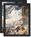 7x9 Picture Frame Set of 2 Black Engineered Wood Tabletop/Wall Hanging by Fxojyvo