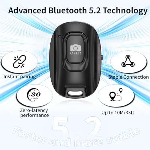 Bluetooth Camera Remote Shutter for iPhone and Android Smartphones, Rechargeable Wireless Phone Remote Control,Selfie Button for Photos and Videos, Charging Cable Included-Black - Image 3