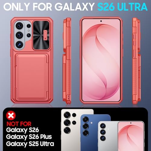 GooseBox for Samsung Galaxy S26 Ultra Case Wallet with RFID [Cards Holder][Camera Cover][Edge Raised] Full Body Shockproof Silicone Protective Phone Case for Galaxy S26 Ultra 2026 (Coral Red) - Image 2