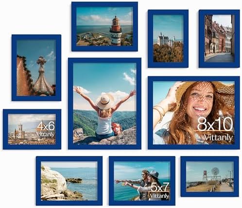Vittanly 10 Pack Picture Frames Collage Wall Decor, Blue by Vittanly